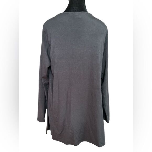 Eileen Fisher Black Soft Stretch Long Sleeve Shirt Size Large Great Basic Top - Picture 4 of 5
